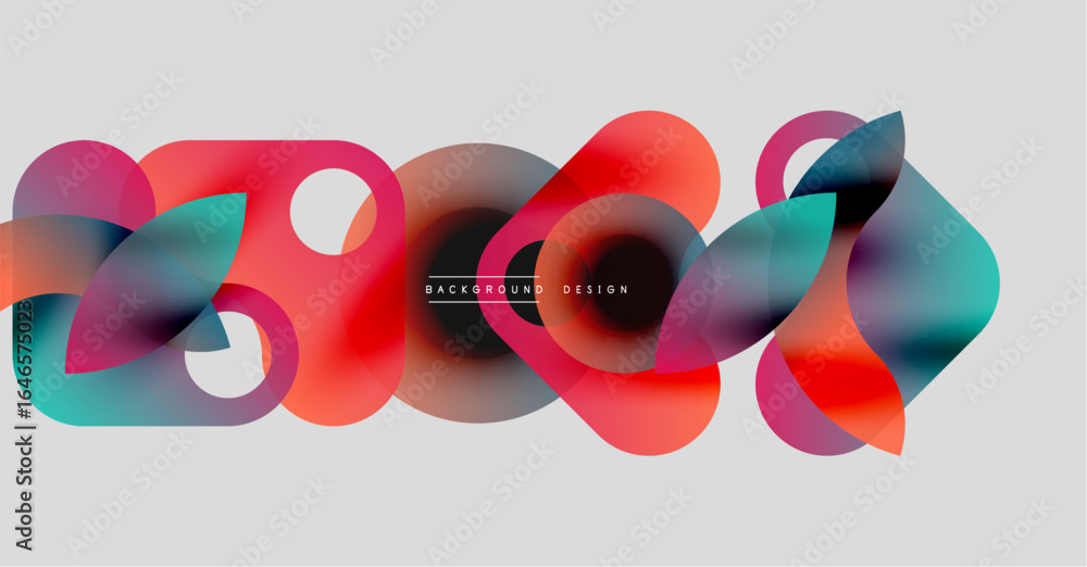 Aufkleber abstract colorful shapes overlap, creating dynamic modern design. gradient hues blend, forming fluid