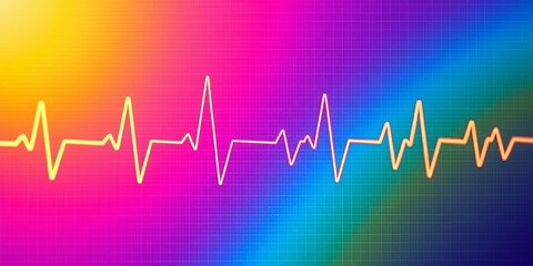 Close-up vibrant EKG line graph depicting a healthy heartbeat rhythm,  health,  EKG