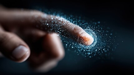 Fototapeta premium Digital Touch: An artistic representation of a finger touching a virtual interface, capturing the essence of modern technology and digital interaction.– Generative AI
