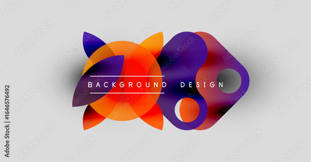 Poster abstract colorful shapes overlap, creating dynamic background. text reads background design centered
