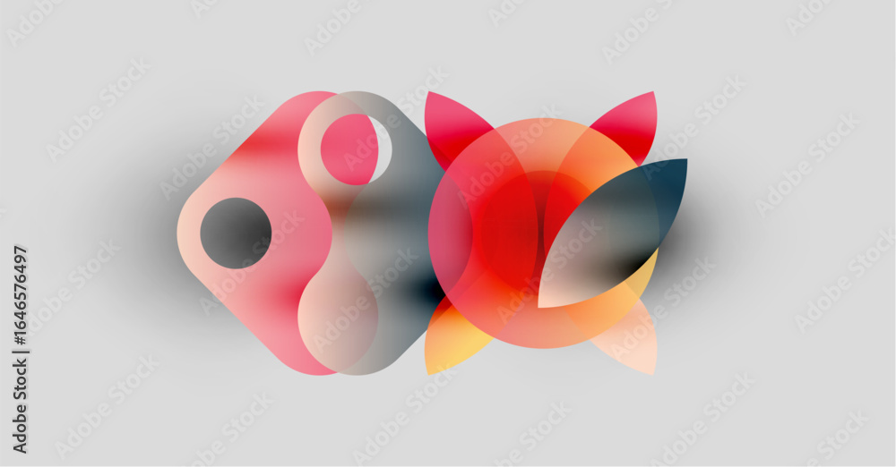 Poster abstract composition. overlapping translucent circles create vibrant color blends, soft gradients. m