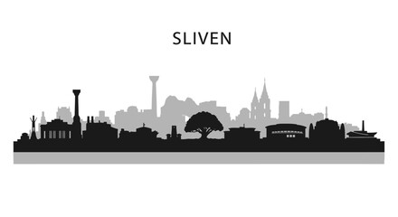 Naklejka premium Sliven Skyline Bulgaria City Silhouette.