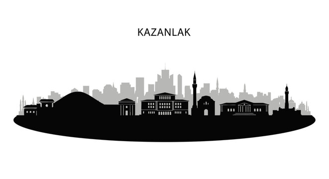 Kazanlak Bulgaria Skyline Vector Silhouette.