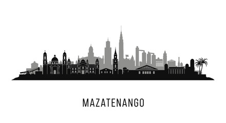 Fototapeta premium Mazatenango with Guatemala Skyline Vector Silhouette.