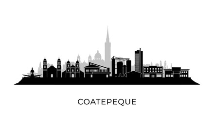 Fototapeta premium Coatepeque skyline vector with cityscape silhouette.