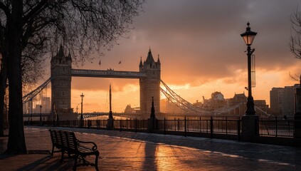 London Bridge sunrise, tranquil morning