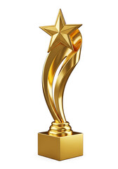 Elegant gold star award on white background representing success and achievement