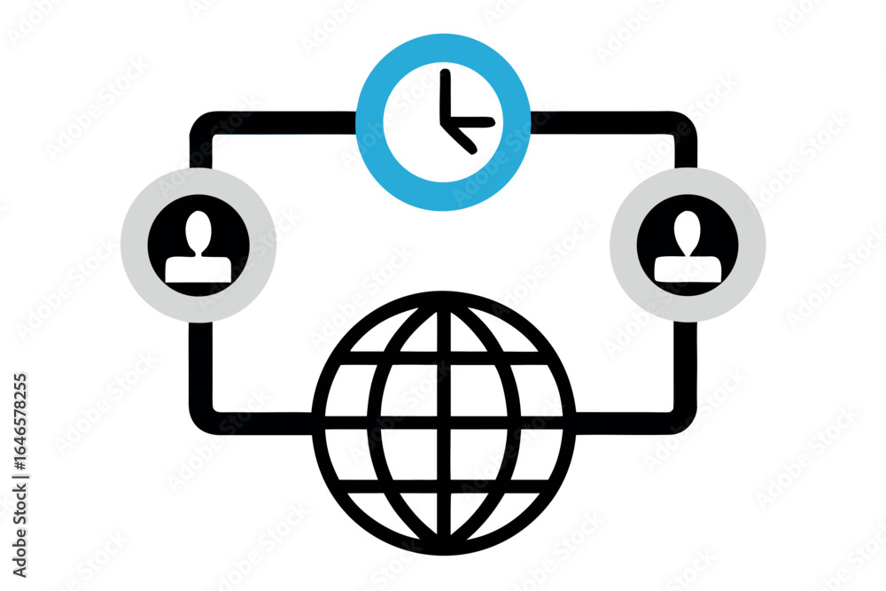 Poster Global Network Connection with Clock and Users communication internet