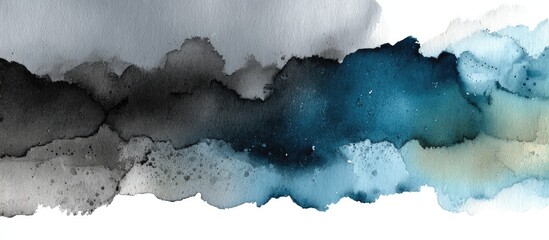 Abstract watercolor wash, layered in shades of gray, black, teal, and beige