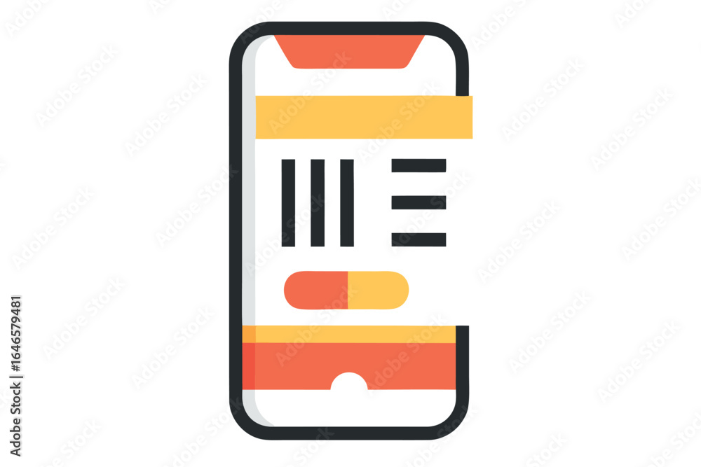 Poster flat design smartphone displaying a bill or receipt with data mobile digital