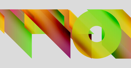 Abstract colorful design. Geometric shapes overlap creating vibrant gradients. Modern aesthetic, clean background, dynamic composition.