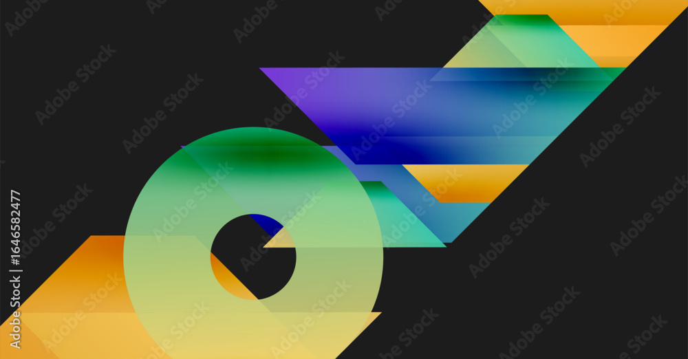Aufkleber abstract geometric composition. overlapping shapes create dynamic visual effect. bright colors contr
