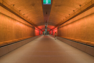 Martin Place Tunnel in Sydney showing one of the colour variations it displays