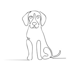 Fototapeta premium Cute dog puppy doodle line art drawing.
