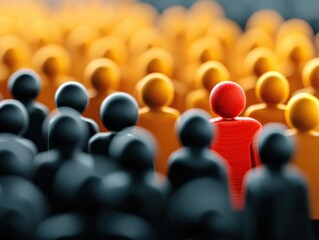 Happy and enjoy Stand out from the crowd and different creative idea concepts, Hierarchy, power,One different on better, higher level. Individuality. Unique. Management and leadership concept.