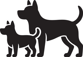 silhouette Vector blacksmall and large dogs silhouette border set