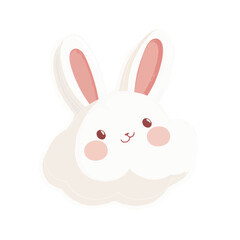 Fototapeta premium Cartoon Bunny Head with Pink Accents and Cloudlike Fluffy Texture