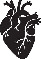 Anatomical Heart Illustration in a Heart vector silhouette Shape Black and White Graphic Design