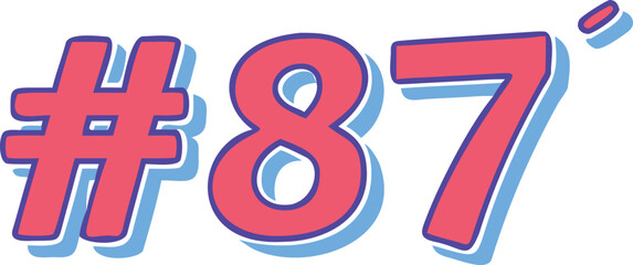 The number 87 displayed in vibrant pink and blue colors against a neutral background.