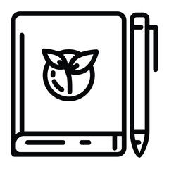Illustration of Notebook With Leaf Icon Representing Eco-Friendly Stationery.