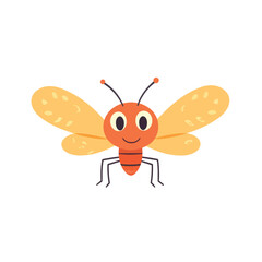 Fototapeta premium Cartoon Insect with Orange Body Wings and a Smiling Face