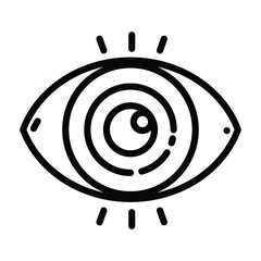 Geometric Eye Symbol Line Icon in Black and White.