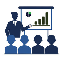 Silhouette Vector of Business Presentation Speaker on White Background
