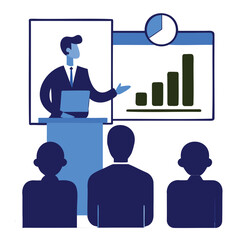 Silhouette Vector of Business Presentation Speaker white background