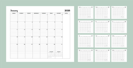 Monthly Planner 2026 To Do List Notebook That Easily Organizes Your Tasks to Boost Productivity, Calendar for 2026 Months and Week starts on Sunday