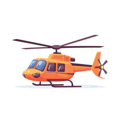 Fototapeta premium Cartoon style orange helicopter with dark gray rotor blades and landing skids