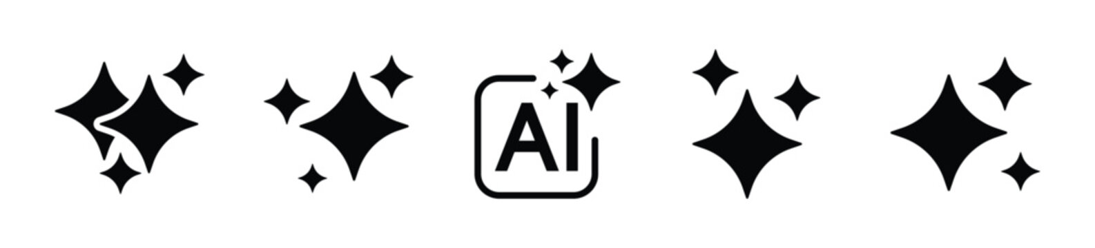 Ai generate symbol icon set. Set of AI, Artificial intelligence symbol icon - Stock Vector