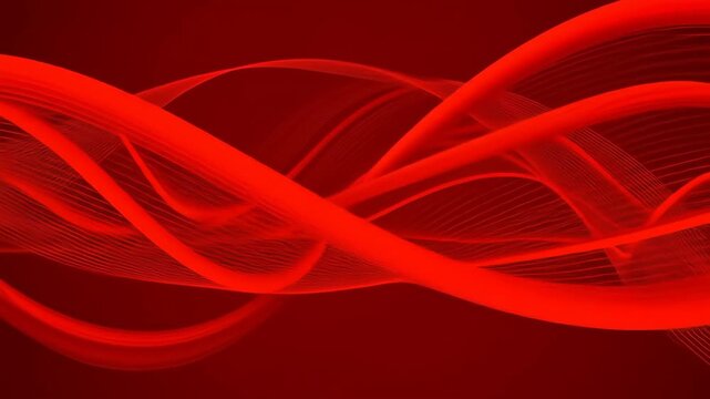 Abstract red waves flowing smoothly on a dark red background. Modern design.