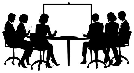 Silhouette of Business Team Having a Meeting Standing Near Whiteboard