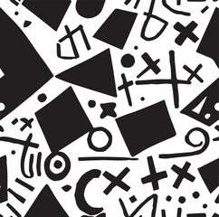 Seamless black and white geometric pattern