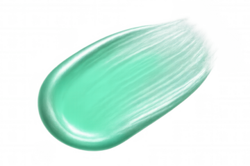 Turquoise paint brush stroke revealing textured bristles, transparent background highlighting artistic painting technique