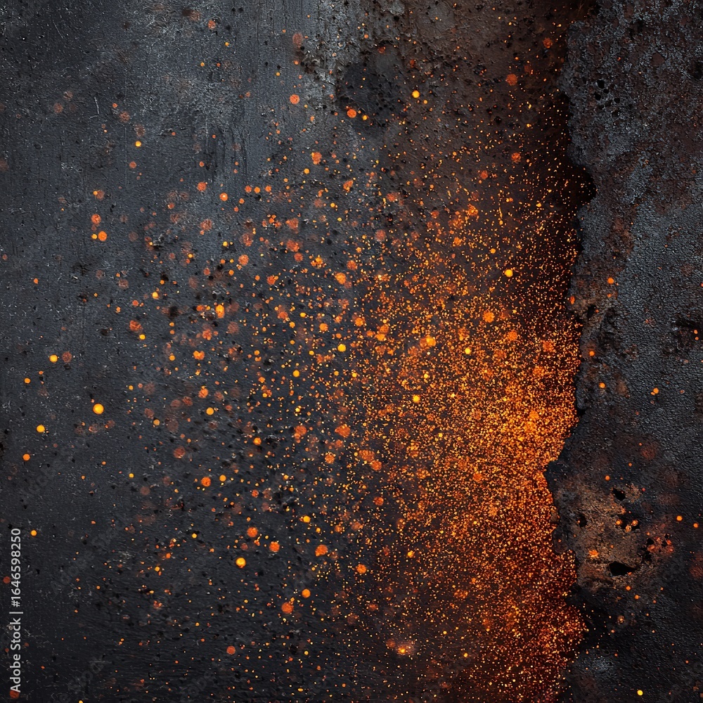 Aufkleber dynamic abstract dark background with vibrant orange particles creating depth and visual interest