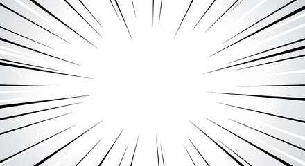 Dynamic black and white speed lines bursting outward from a central point