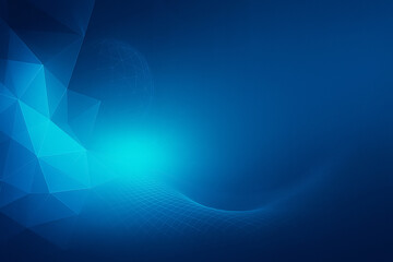Abstract blue technology background with circuit lines and glowing dots