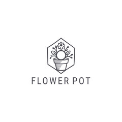 Flower pot logo with fresh, minimal style for natural and charming branding.