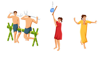 Traditional Games During Indonesian Independence Day Illustration