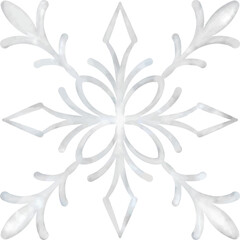 Watercolor white snowflake