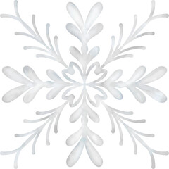 Watercolor white snowflake