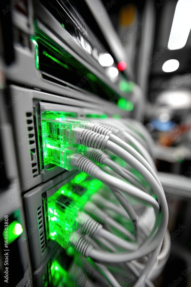 Poster advanced data center networking with green leds