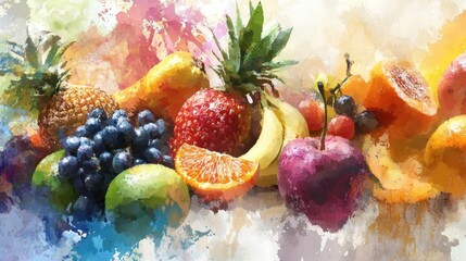 Vibrant still life of assorted fruits in bright indoor light