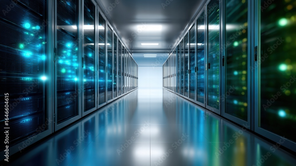 Poster advanced data center with modern server racks