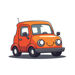 Cheerful Orange Cartoon Car with Big Eyes
