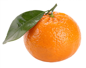Fresh Orange with Green Leaf and Stem on a White Background fruit citrus isolated on a transparent background