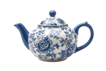 Elegant Blue and White Floral Teapot