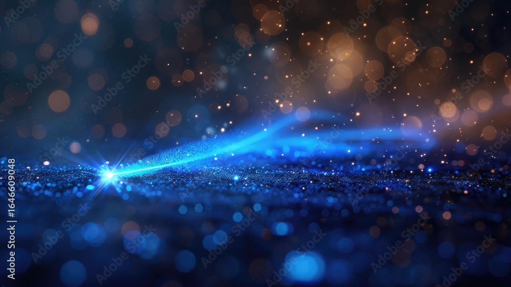 Poster sparkling laser beam effect dash with high-speed shine and emit electric light on machine background