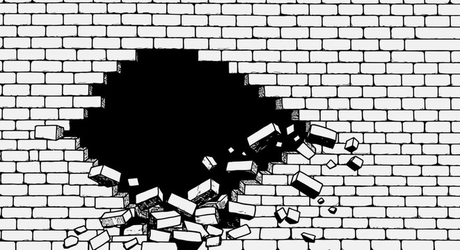 Destroyed Brick Wall Vector Illustration